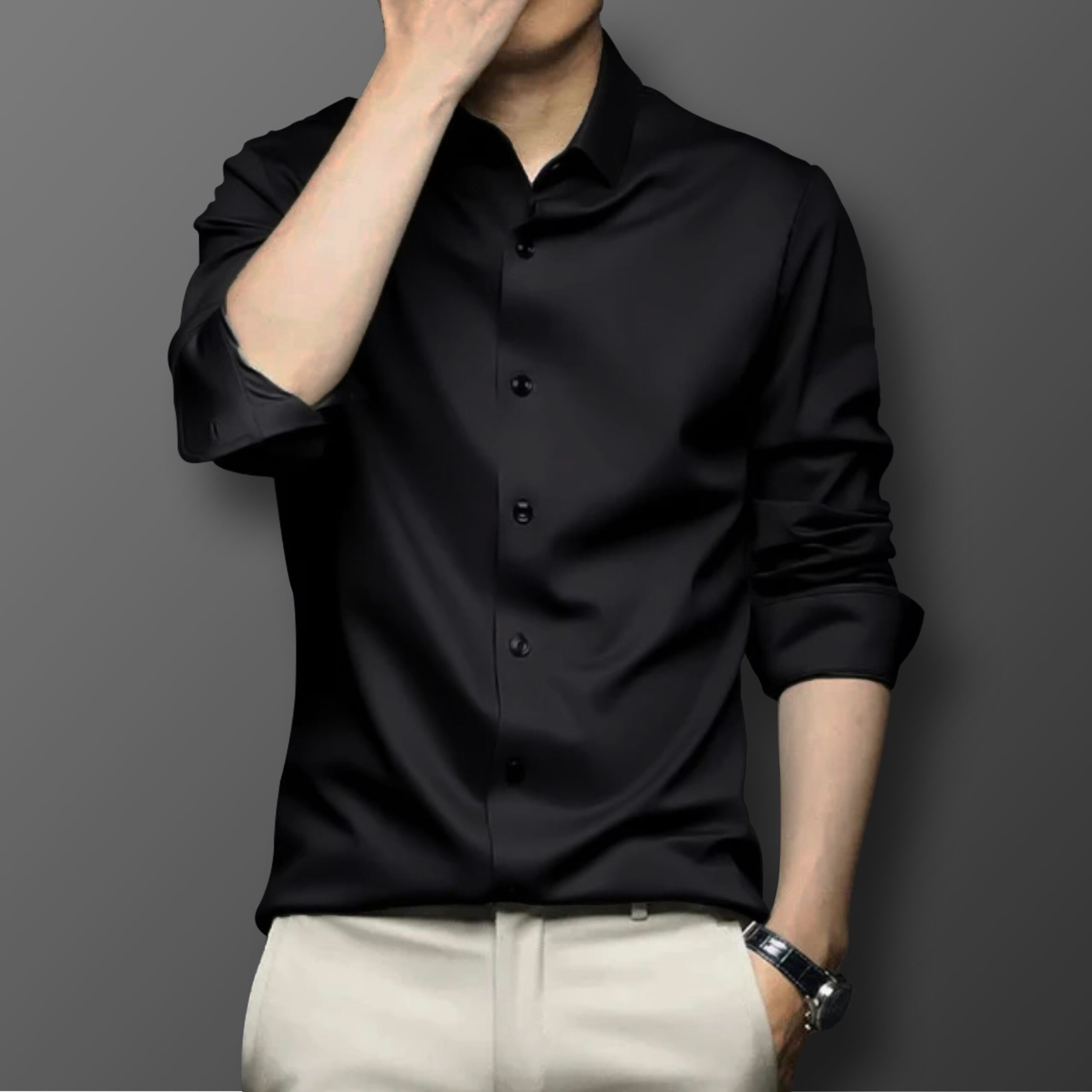 Black-Mens-2 - Copy Black micro shirt - Image 1